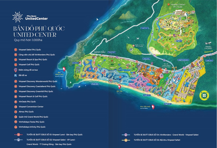 Vinpearl Phú Quốc cách trung tâm bao xa Bản đồ Vinpearl Phú Quốc mới nhất 2022