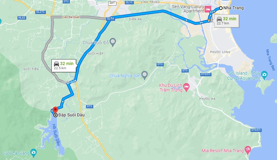 Đường đi đập Suối Dầu