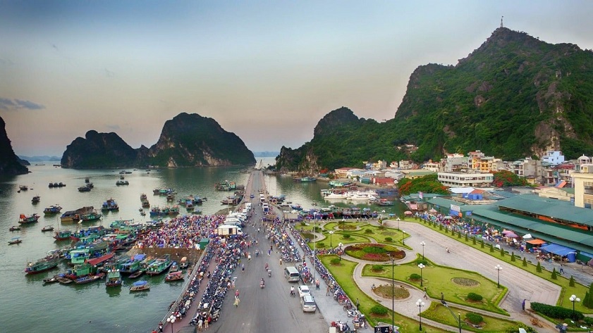 Hon Gai and Bai Chay, two major tourist areas in Ha Long, Vietnam