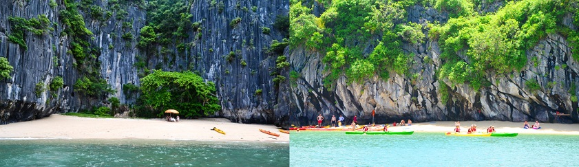 Ha Long Bay beaches Stop by Cong Do Island Beach on your kayaking trip