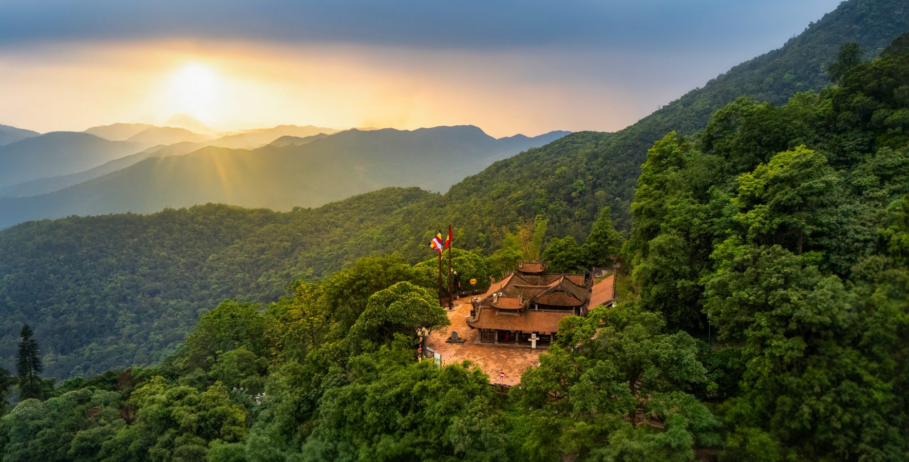 The Yen Tu Mountain height is about 1,068 meters