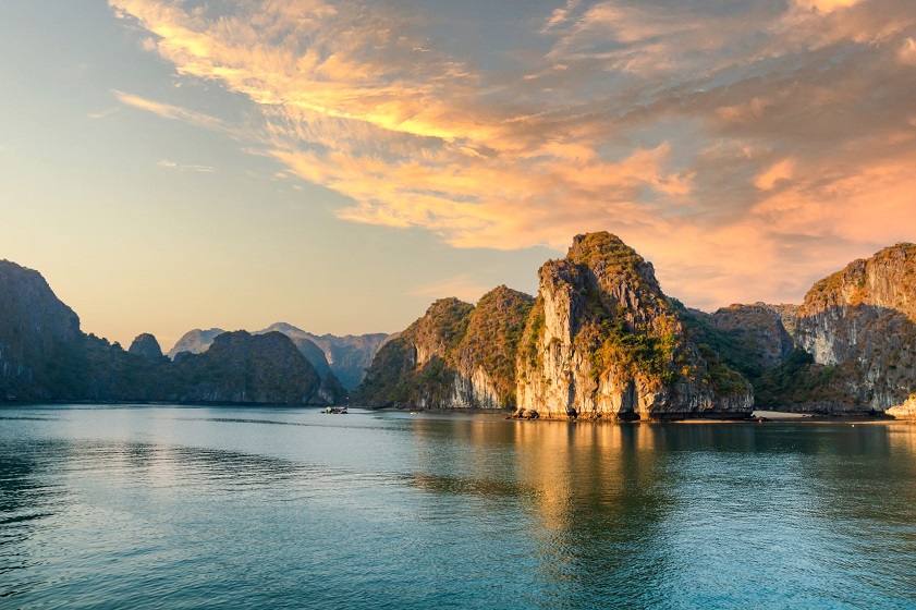 sunrise in Ha Long Bay The sunrise in Ha Long Bay often leaves visitors in awe