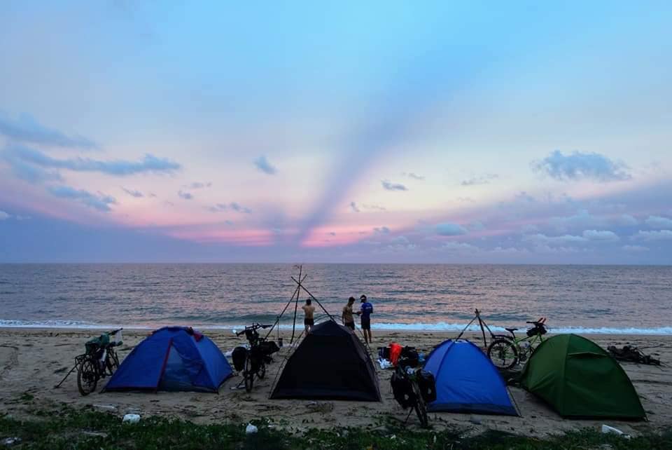 Beach camping on Vinh Thuc Island