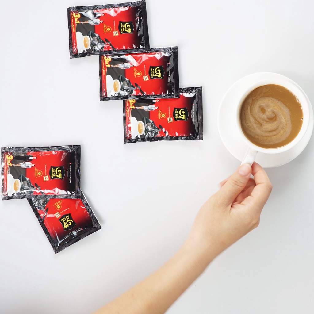 Vietnamese instant coffee G7 Coffee is widely available both locally and internationally