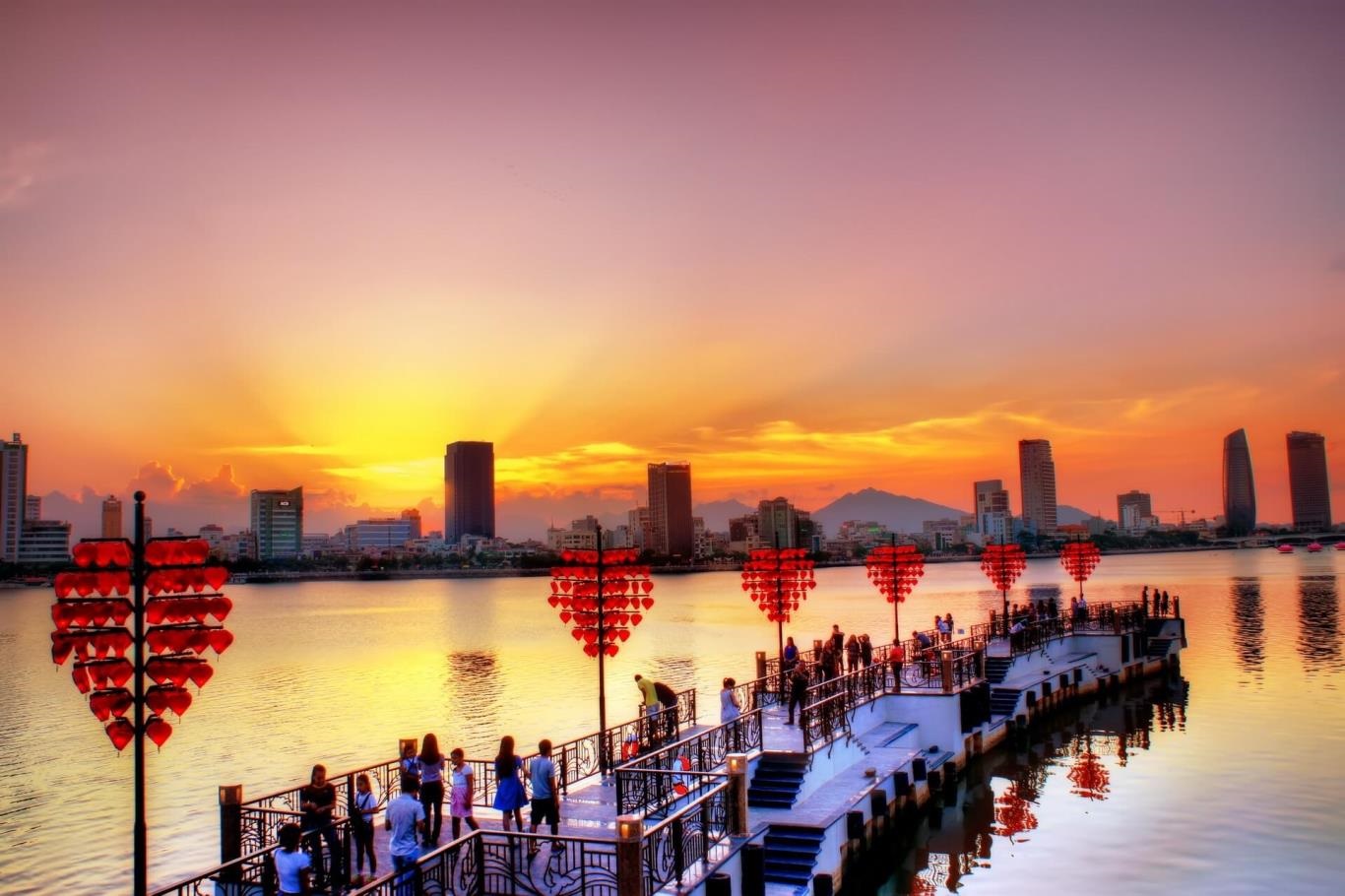 Love Bridge Da Nang sunset at Da Nang Love Bridge