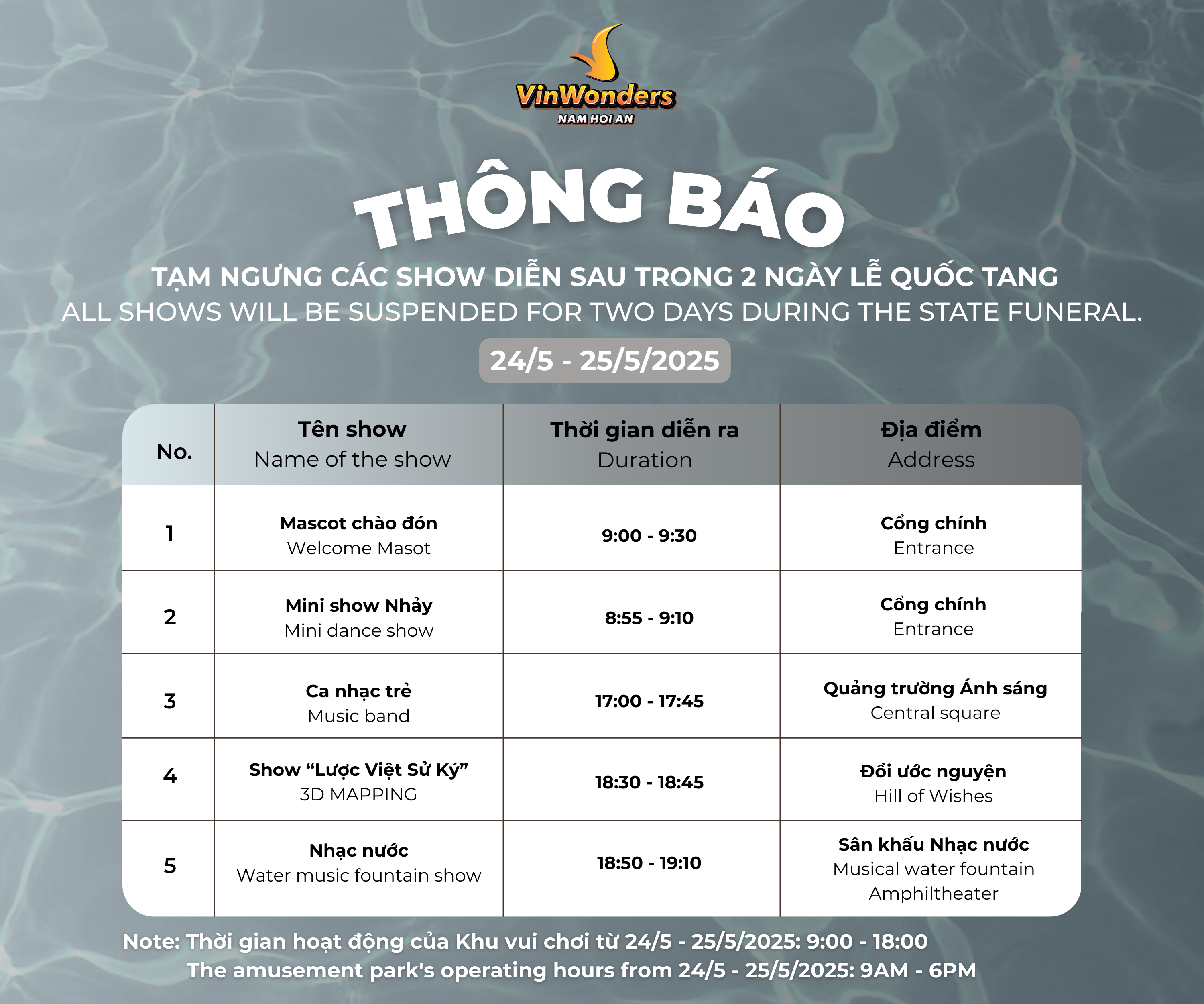 Thông báo lịch trình