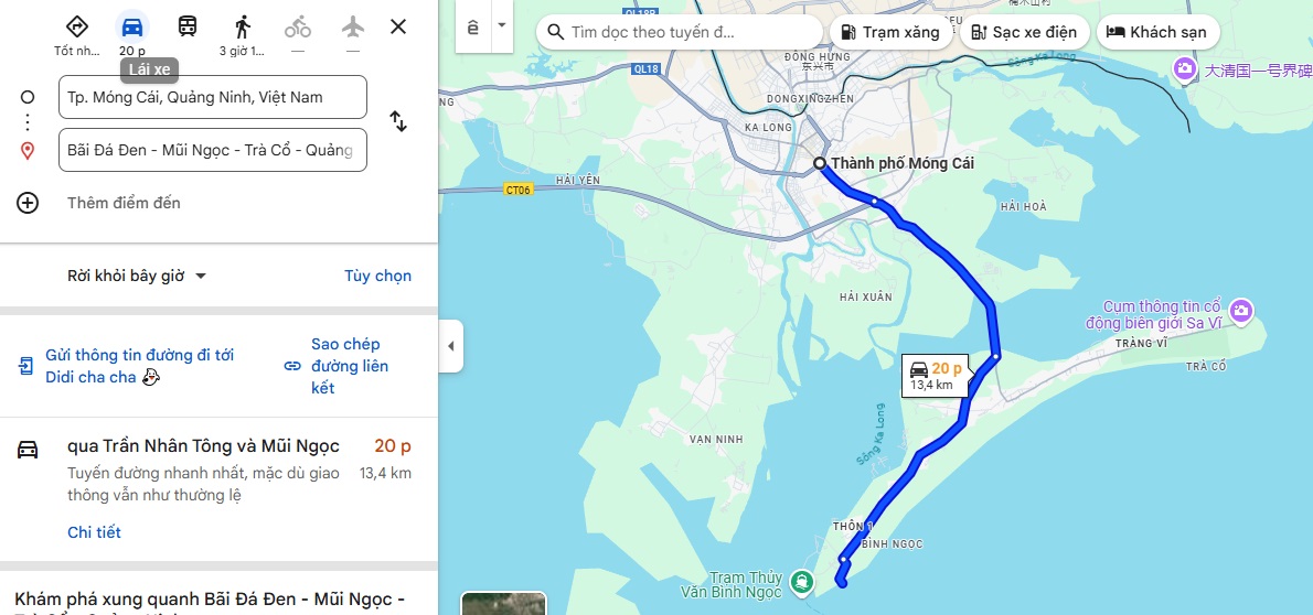 Di chuyển đến bãi Đá Đen Móng Cái