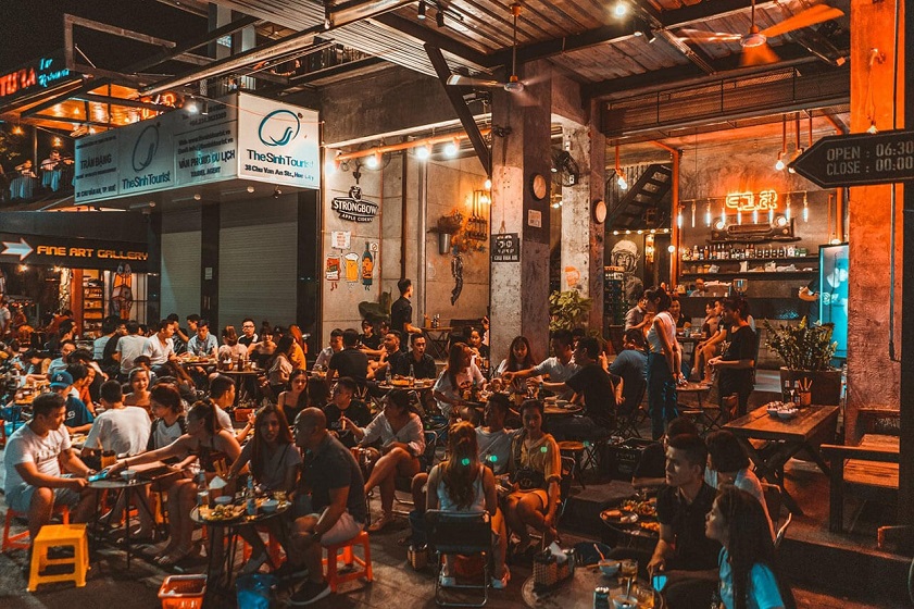 night walking streets in Hue, Vietnam