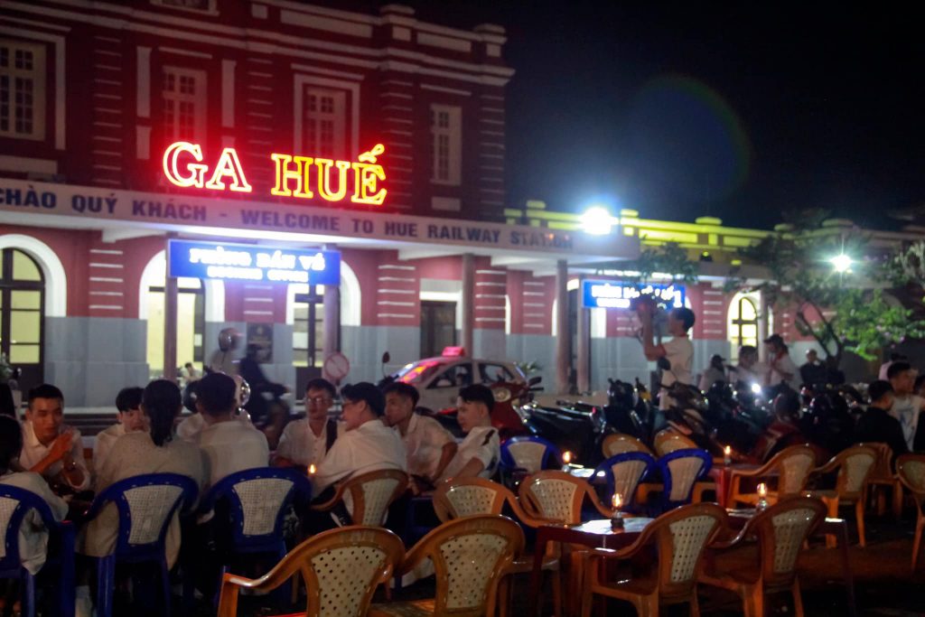 Hue Railway Station at night