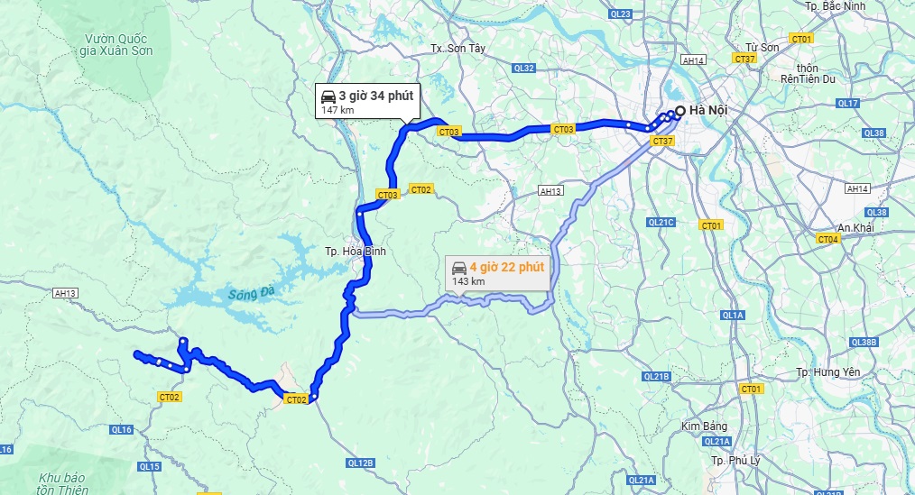 Hanoi to Mai Chau distance