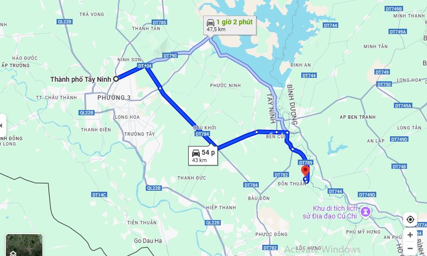 Bản đồ di chuyển đến Thủy Hoa Viên