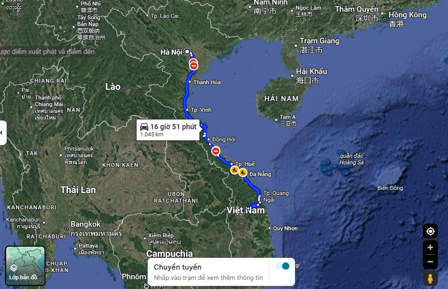 Đường di chuyển từ Hà Nội đi Măng Đen