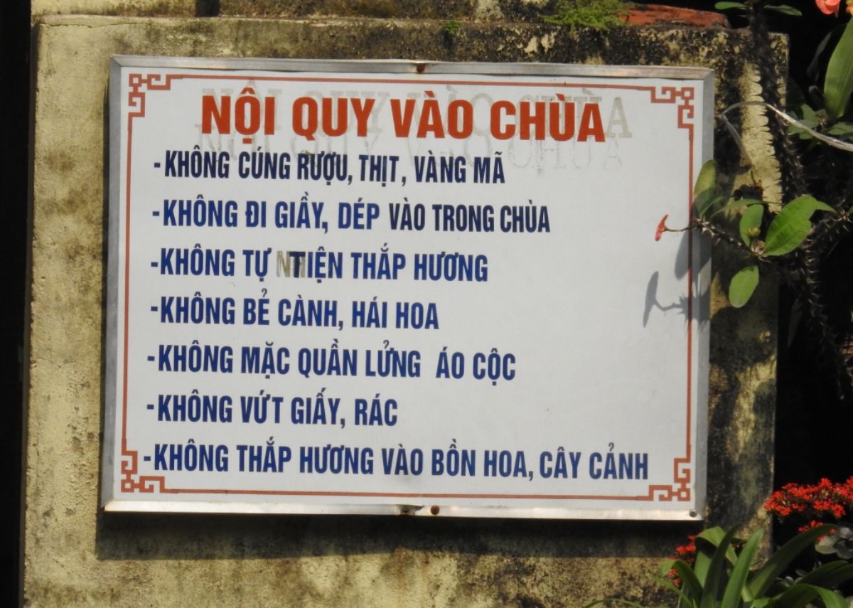 Nội quy khi ghé thăm chùa Tiêu