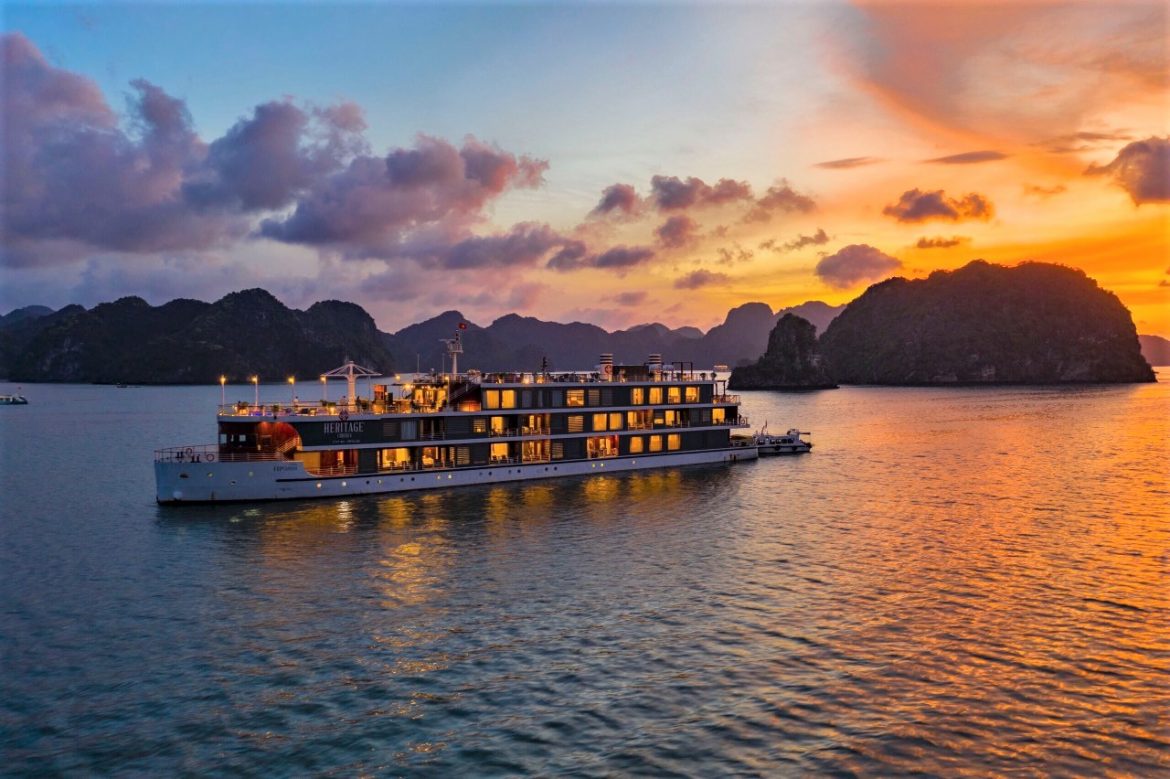 Sunset in Vietnam Lan Ha Bay in Vietnam