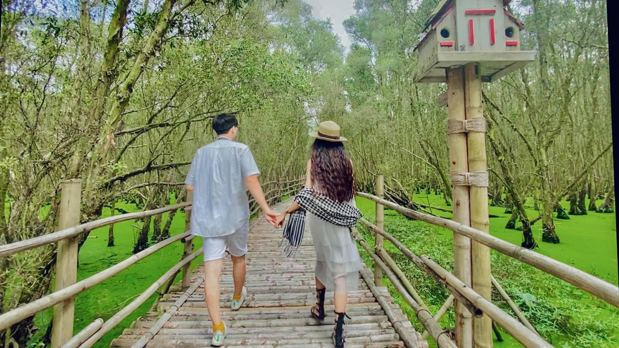 Check in cầu tre rừng tràm Trà Sư