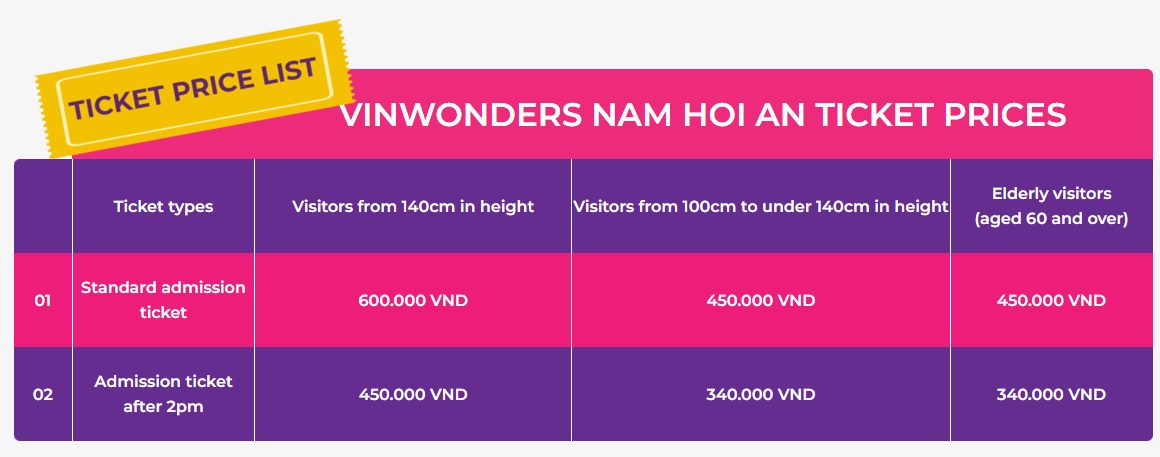 VinWonders ticket Vinwonders Nam Hoi An ticket