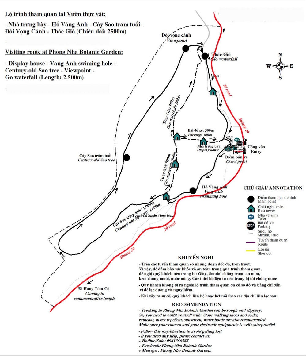tour map of Phong Nha Botanic Garden