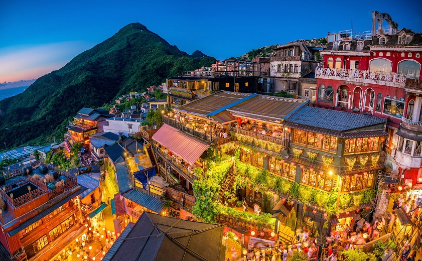 Where to go for a 1-week vacation from Singapore Top view of Jiufen Old Street in Taipei Taiwan