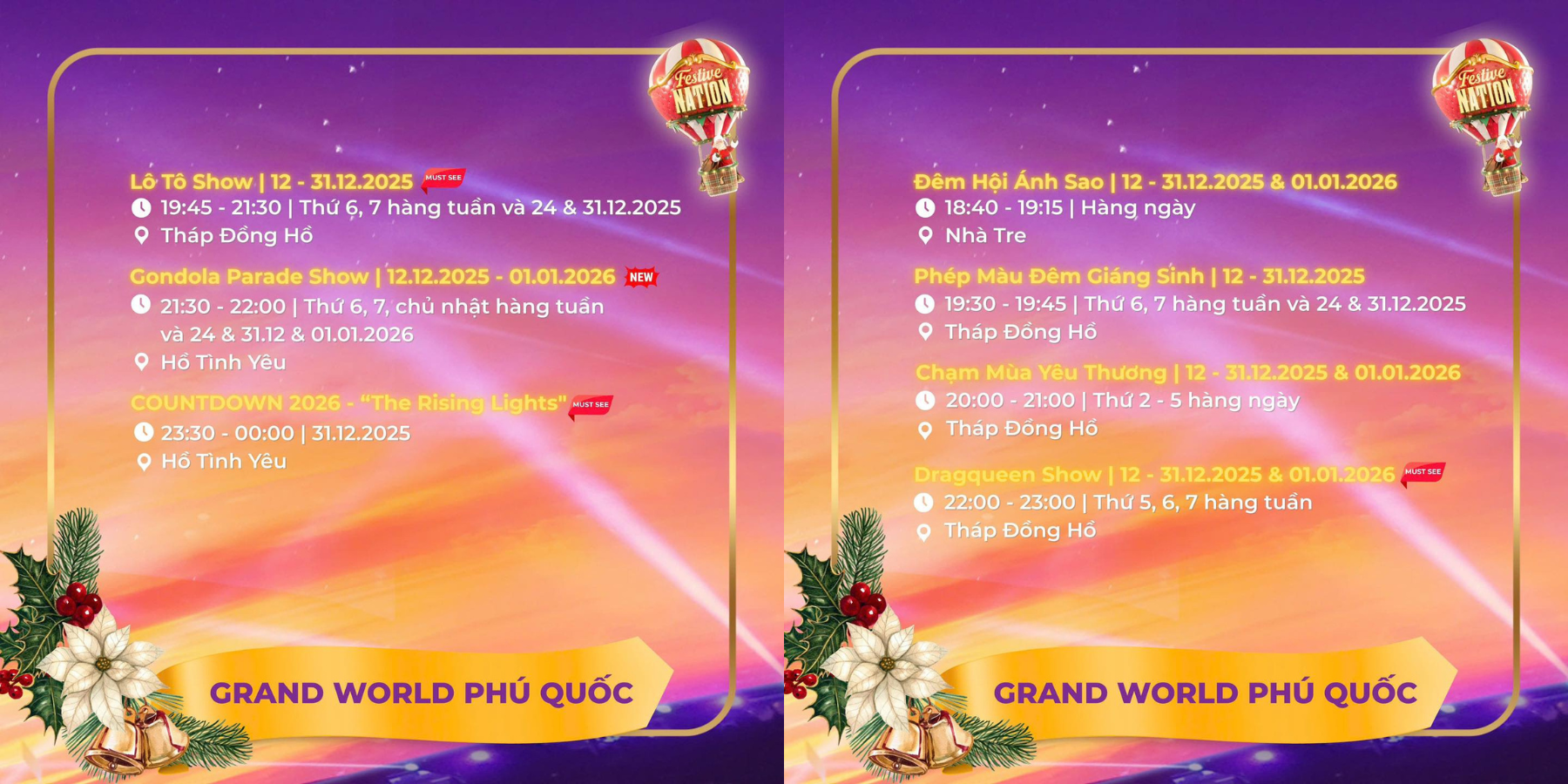 lịch trình sự kiện Grand World Phú Quốc