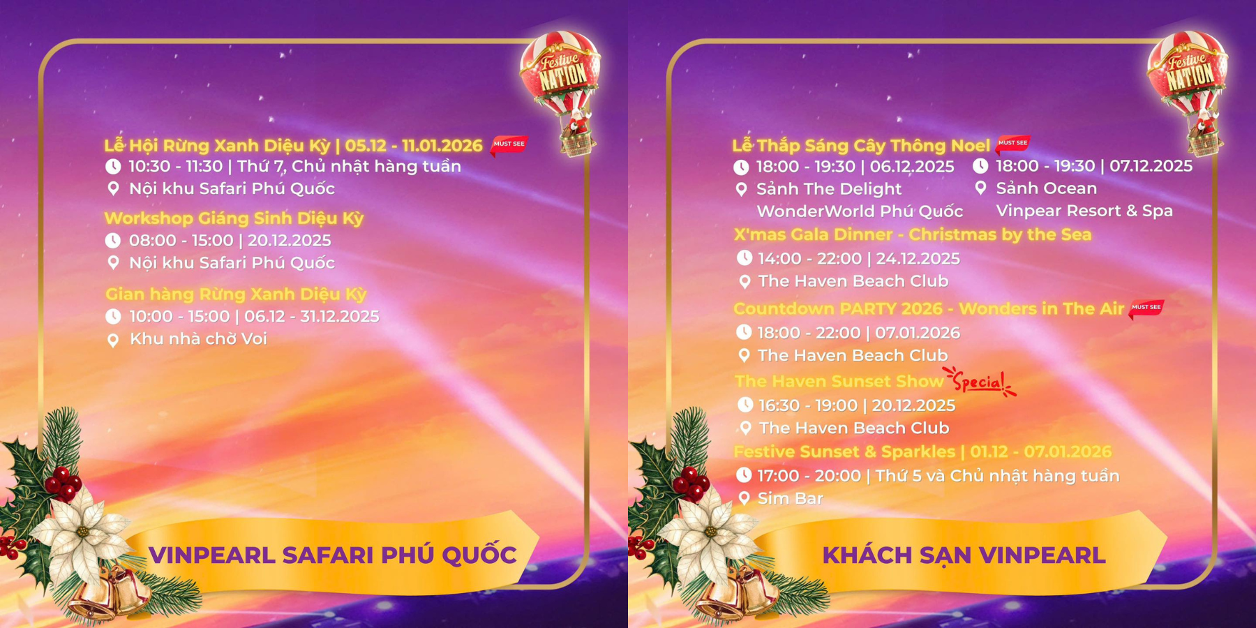 lịch trình sự kiện Vinpearl Safari Phú Quốc và khách sạn Vinpearl Phú Quốc