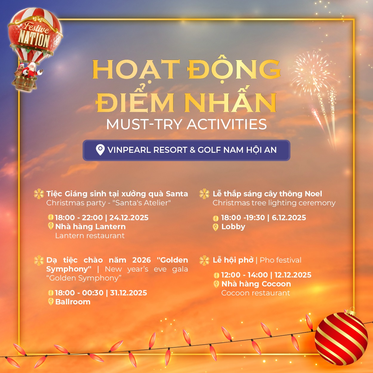 vinpearl resort golf nam hoi an Trải nghiệm mùa lễ hội rực rỡ tại Vinpearl Resort & Golf Nam Hội An