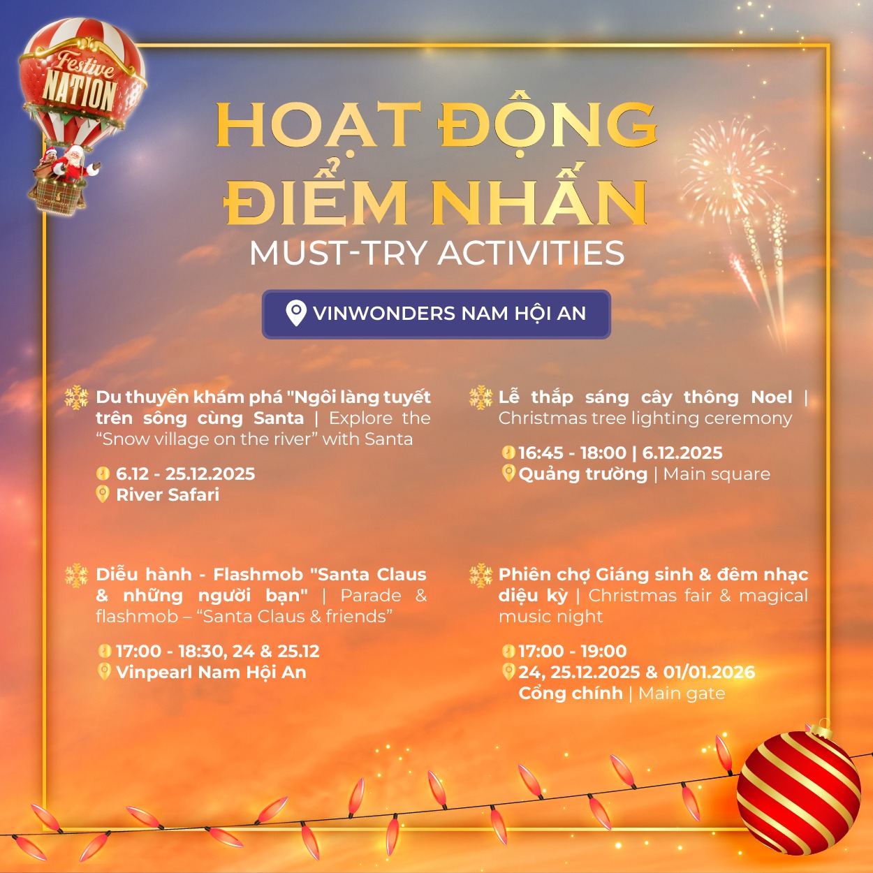 vinwonders nam hoi nam Trải nghiệm mùa lễ hội rực rỡ tại VinWonders Nam Hội An