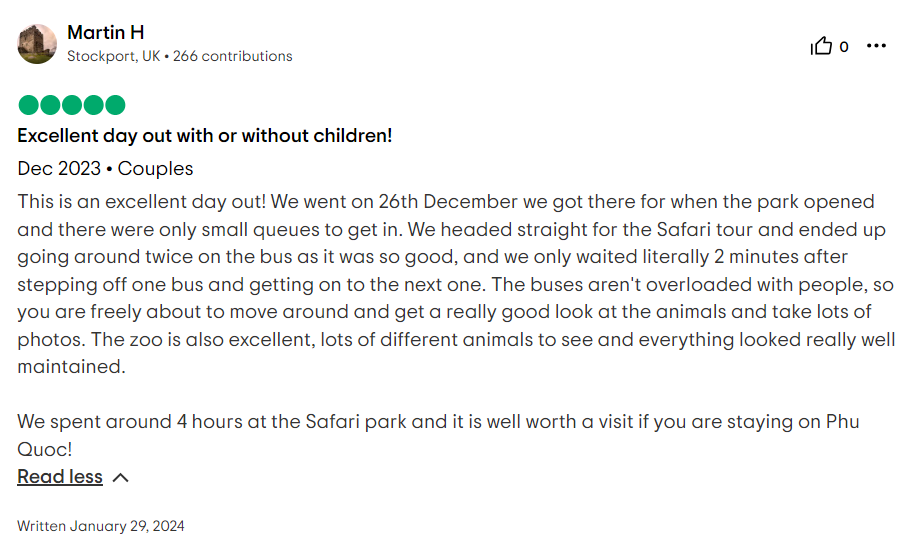 Reviews of Vinpearl Safari Phu Quoc