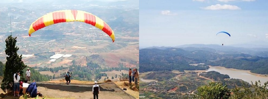 Paragliding is an exciting activity to try while visiting Lang Biang Dalat
