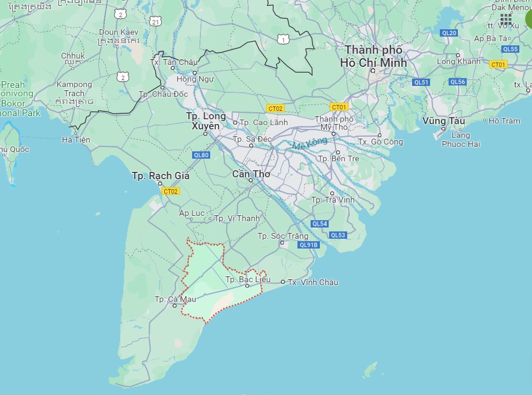 Bac Lieu Province on the map of Vietnam 