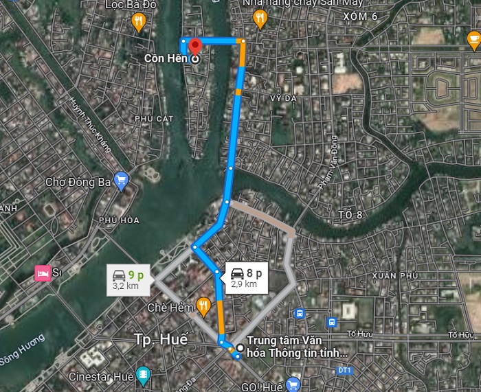 Cồn Hến Huế Cung đường di chuyển đến Cồn Hến