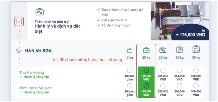 Lựa chọn cập nhật bổ sung (nếu cần)