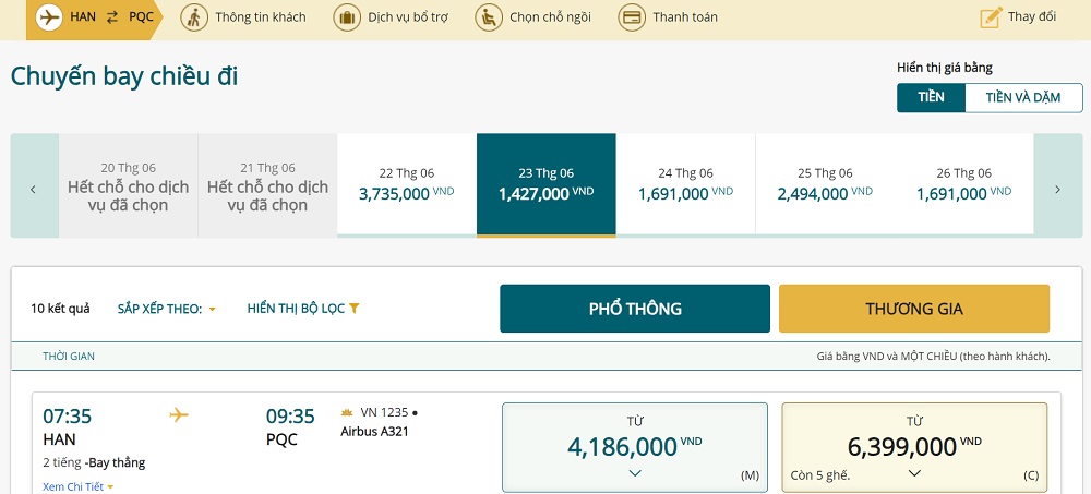 đặt vé máy bay Vietnam Airlines Lựa chọn chuyến bay phù hợp với cá nhân, tài chính