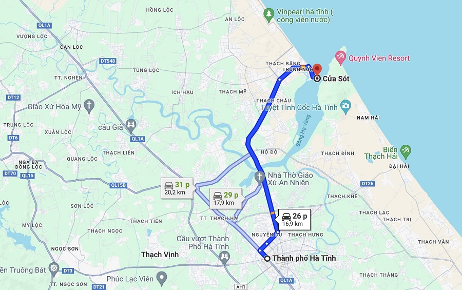 Đường đi đến Cửa Sót