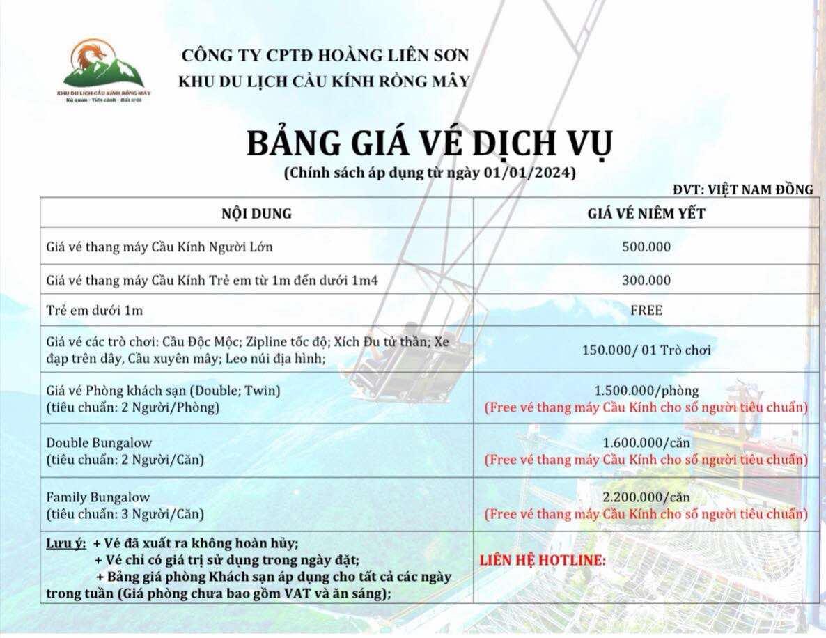 Giá vé cầu kính Sa Pa