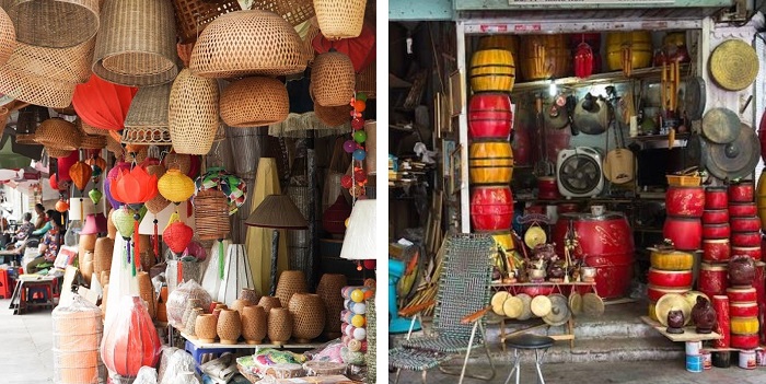 Hang Trong Street is famous for the traditional craft of painting and exquisite handmade crafts