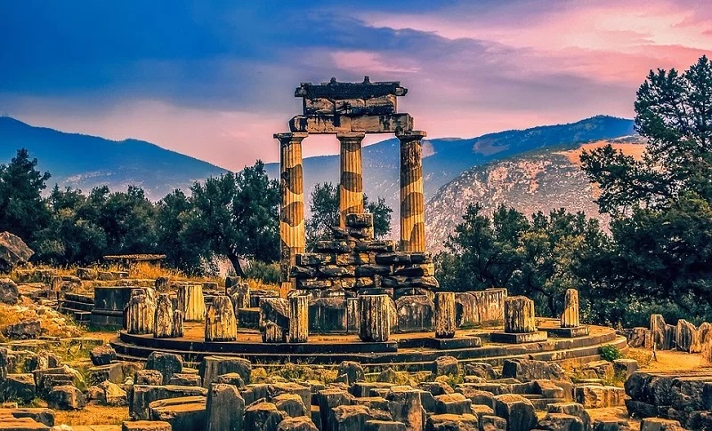 Delphi is one of the most famous historical landmarks in Greece