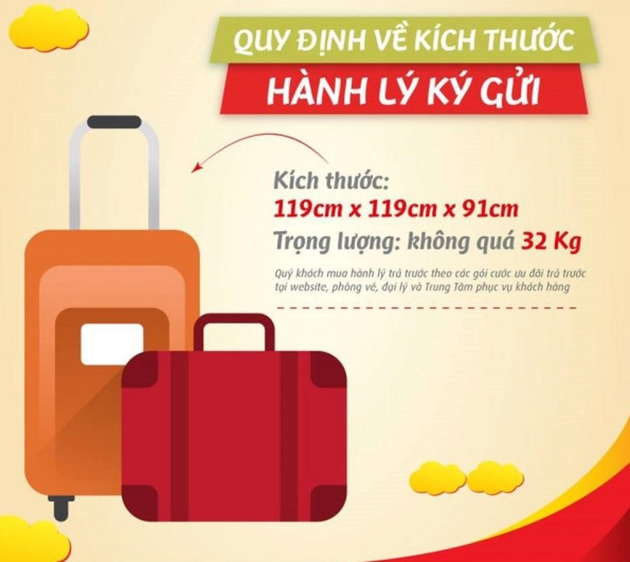 Quy định kích thước hành lý ký gửi tiêu chuẩn của Vietjet Air