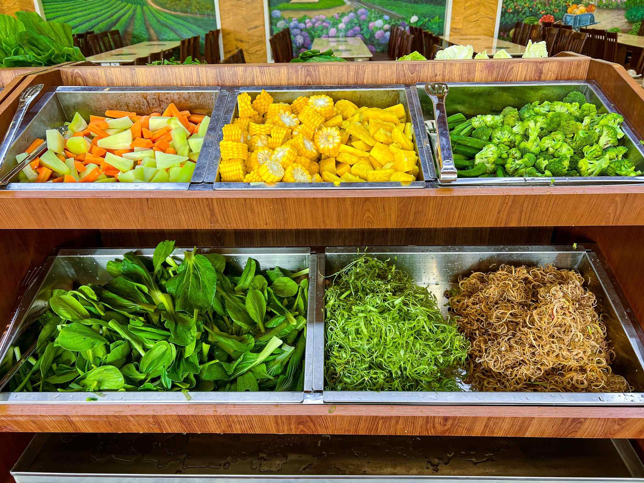lẩu rau Đà Lạt Quầy rau củ siêu tươi ngon và sạch sẽ tại nhà hàng