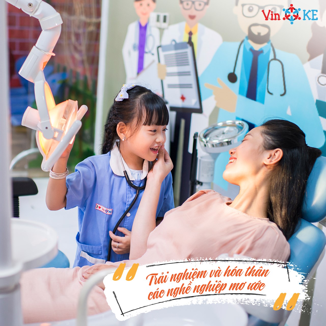 Các bé được tìm hiểu, trải nghiệm những nghề nghiệp trong mơ mà bản thân yêu thích