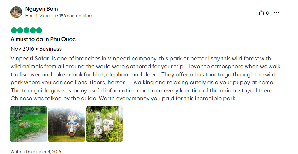 Reviews of Vinpearl Safari Phu Quoc