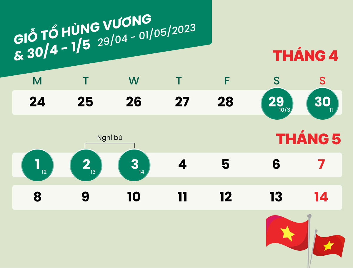 Giỗ tổ Hùng Vương 2023 ngày mấy Lịch nghỉ lễ giỗ tổ Hùng Vương 2023 liên tục 4 - 5 ngày