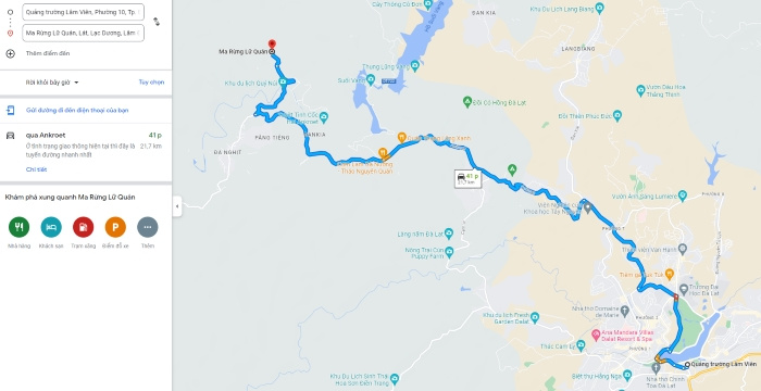 Ma Rừng Lữ Quán Đường đi Ma Rừng Lữ Quán theo Google Map