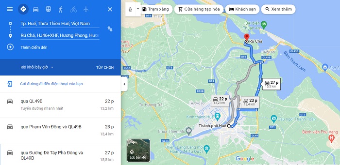 Rừng Rú Chá Huế Bản đồ hướng dẫn đi đến rừng Rú Chá Huế