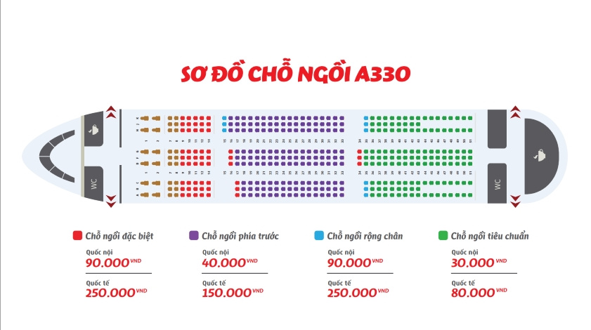 Sơ đồ chỗ ngồi của tàu bay A330