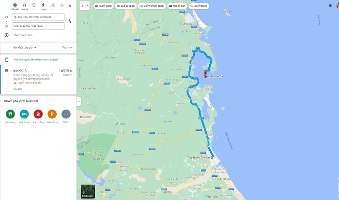 Vịnh Xuân Đài Đường đi đến Vịnh Xuân Đài từ thành phố Tuy Hòa