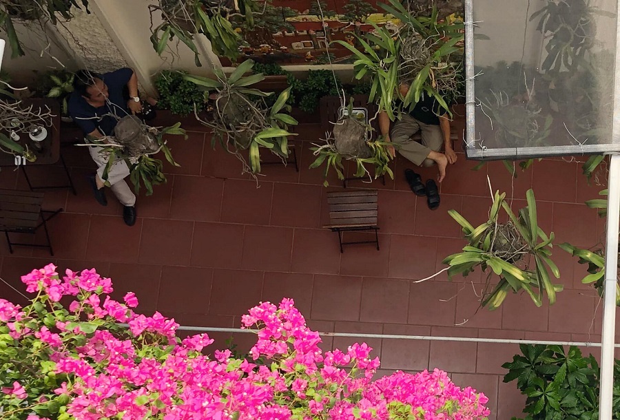 Góc sân của quán Ngõ Nhỏ - quán cafe Long Biên độc đáo