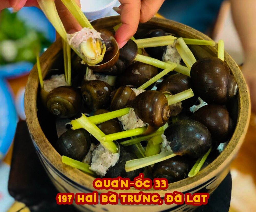 Quán ốc 33 Hai Bà Trưng Đà Lạt nổi tiếng với món ốc bươu nhồi thịt ngon “nhức nách” 