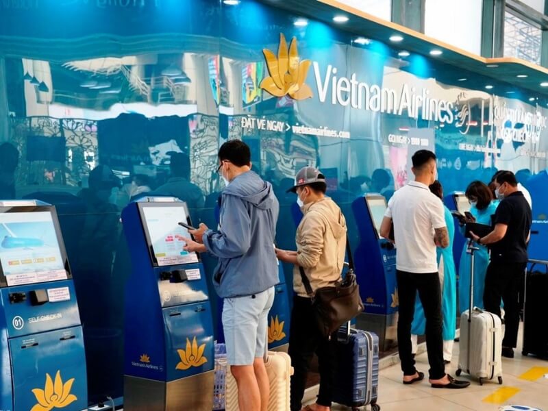 quy định bay nội địa Vietnam Airlines Bạn có thể check in tại Kiosk nhanh chóng nếu như không có hành lý ký gửi