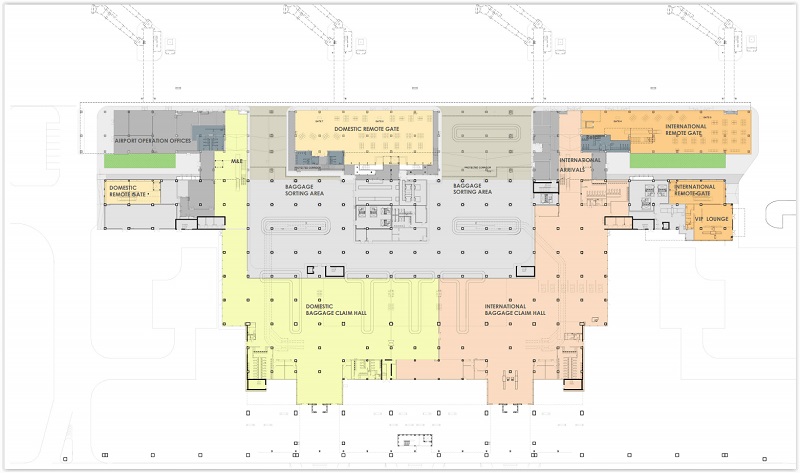 Sân bay Phú Quốc Sơ đồ tầng trệt nhà ga sân bay Phú Quốc