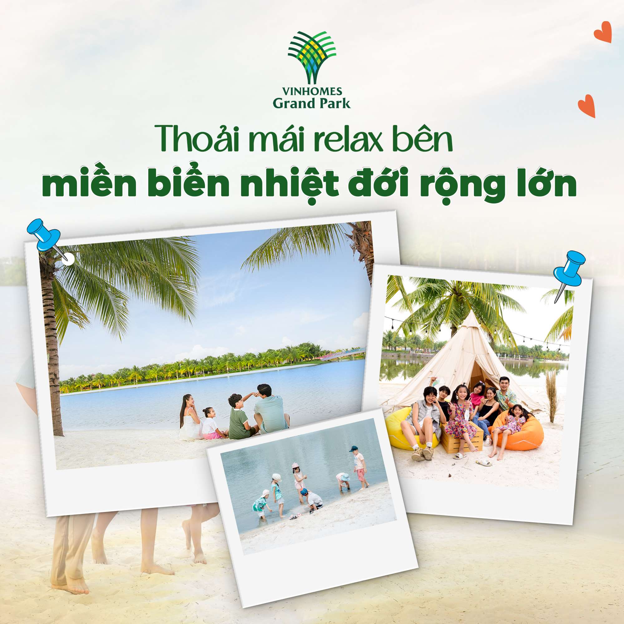 Thư giãn ở biển nhân tạo tại Vinhomes Grand Park